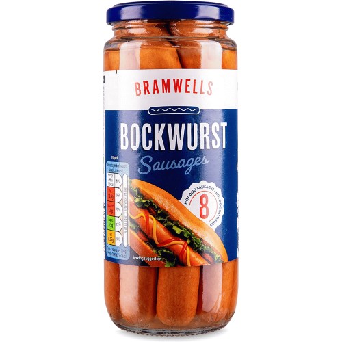 BRAMWELLS BOCKWURST SAUSAGES 8 HOT DOGS 360G