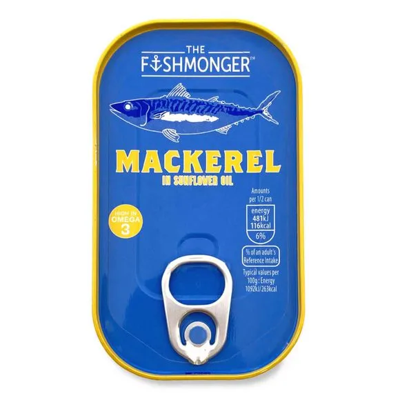THE FISHMONGER MACKEREL IN SUNFLOWER OIL 125G